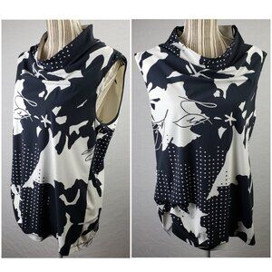 PORTO San Francisco Top Sleeveless Ruched Asymmetrical Abstract Floral size 3/L
